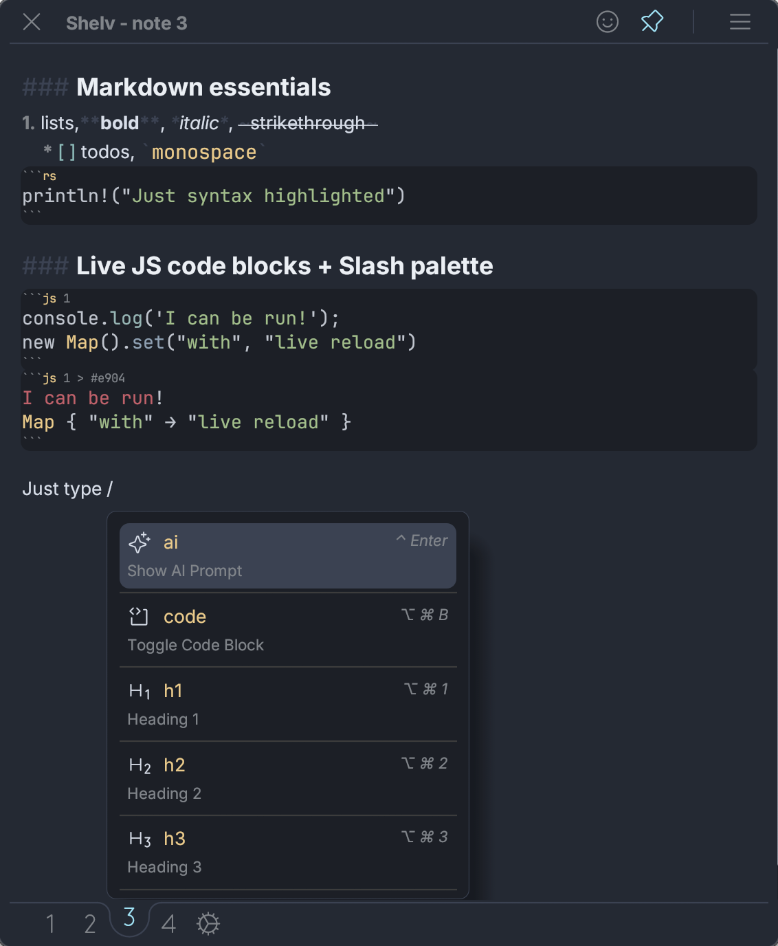 Demo of markdown features and slash command